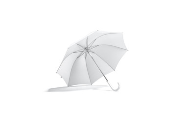 Blank white open umbrella mockup lying, isolated