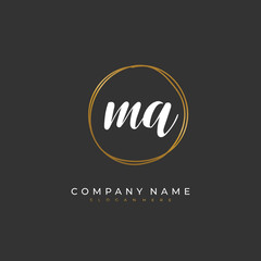 Handwritten initial letter M A MA for identity and logo. Vector logo template with handwriting and signature style.