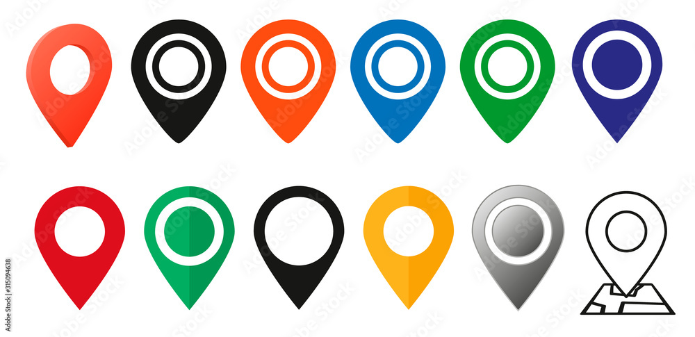 Poster set of map pointers in a flat design. vector illustration