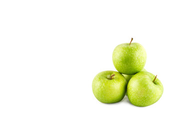 group of ripe green apple on white background fruit agriculture food isolated