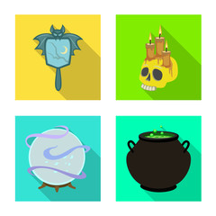 Vector design of witchcraft and mystic symbol. Set of witchcraft and magic vector icon for stock.