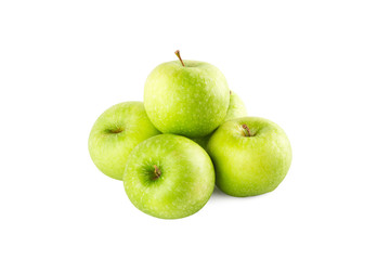 fresh green apple on white background fruit agriculture food isolated