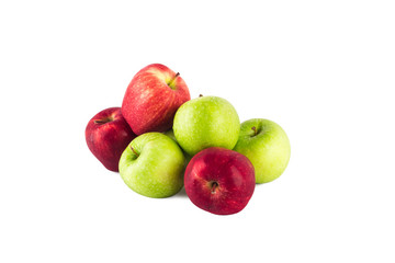 fresh green apple and  ripe red apple on white background fruit agriculture food isolated