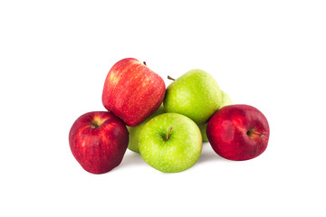 green apple and red apple ( malus domestica ) on white background fruit agriculture food isolated