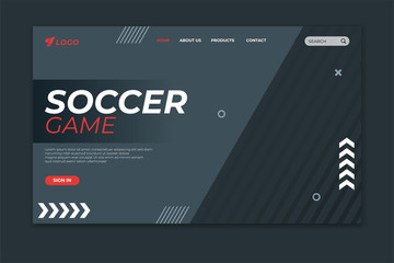 Sport landing page template. Soccer game