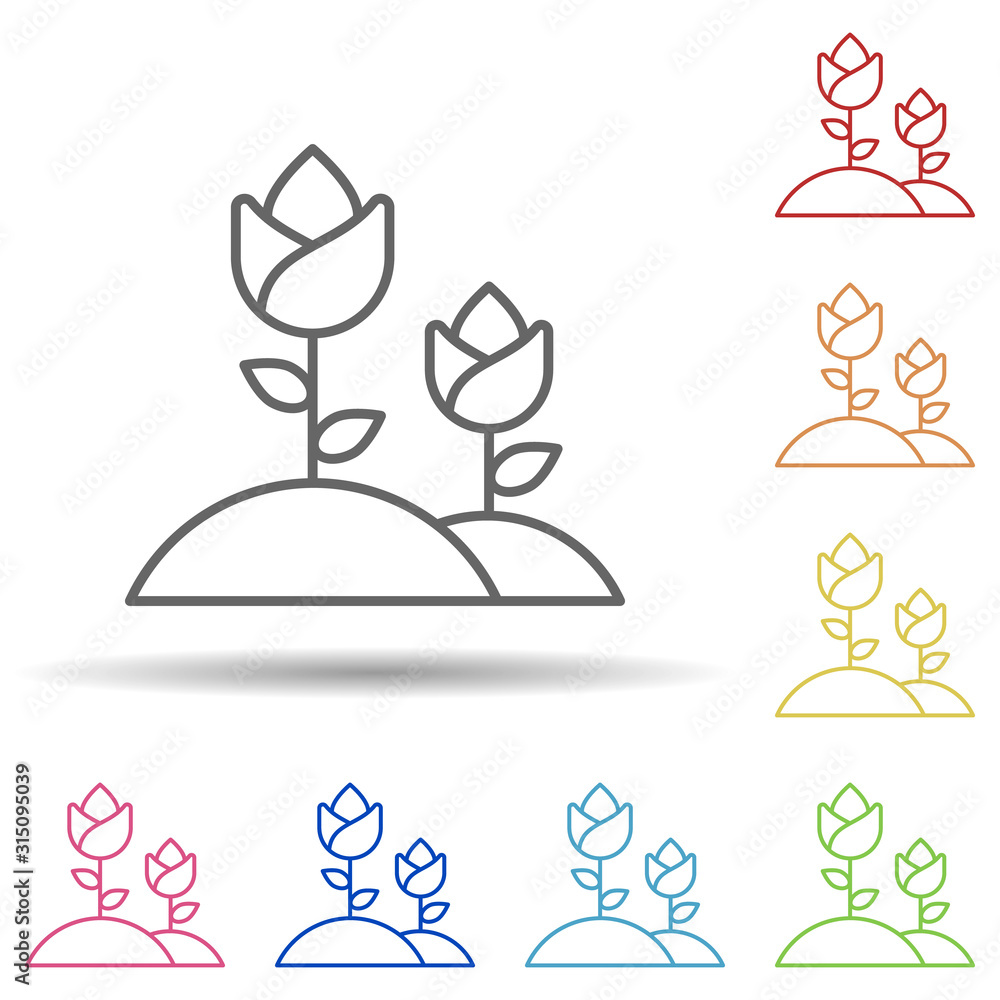 Poster tulips, holland in multi color style icon. simple thin line, outline vector of halloween icons for u