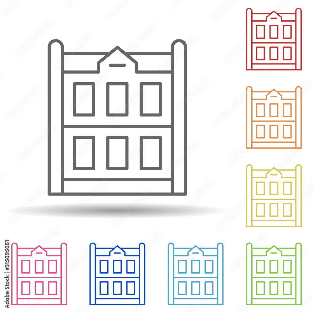 Poster building, holland in multi color style icon. simple thin line, outline vector of halloween icons for