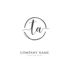 Handwritten initial letter T A TA for identity and logo. Vector logo template with handwriting and signature style.