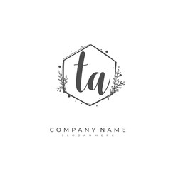 Handwritten initial letter T A TA for identity and logo. Vector logo template with handwriting and signature style.