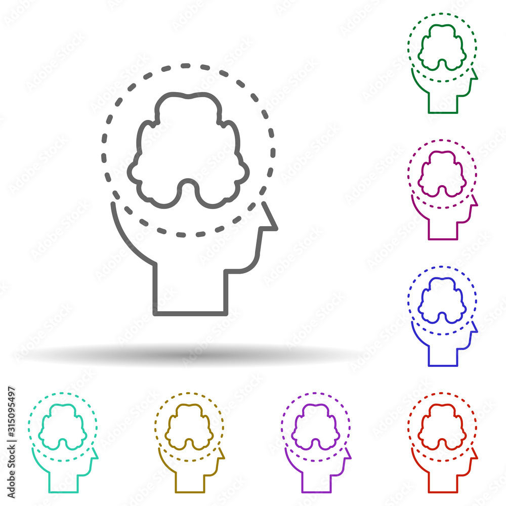 Poster human, brain in mind in multi color style icon. simple thin line, outline vector of human mind icons