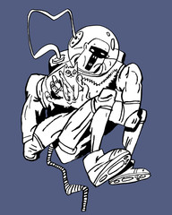 Naklejka premium Image of a superhero in a spacesuit that saved a cat. Color illustration, perfect for use in publications, packaging, posters, souvenirs, t-shirt prints.