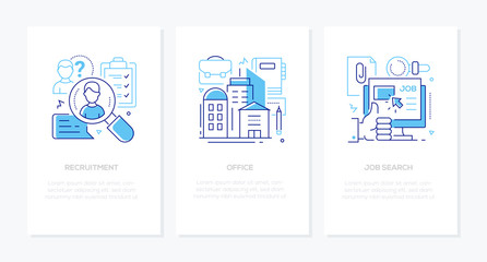 Human resources - line design style banners set