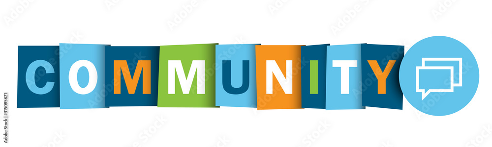 Aufkleber community vector typography web button with speech bubble symbols