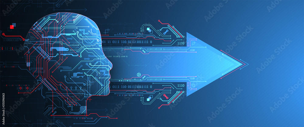 Poster artificial intelligence concept. technology background. vector science illustration
