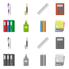 Isolated object of office and supply symbol. Collection of office and school stock vector illustration.