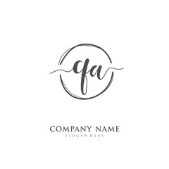 Handwritten initial letter Q A QA for identity and logo. Vector logo template with handwriting and signature style.