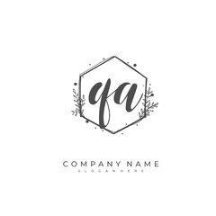 Handwritten initial letter Q A QA for identity and logo. Vector logo template with handwriting and signature style.