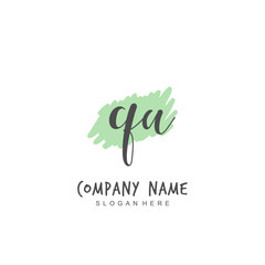 Fototapeta premium Handwritten initial letter Q A QA for identity and logo. Vector logo template with handwriting and signature style.