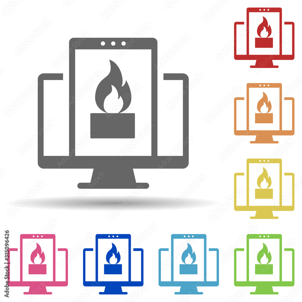 Poster firewall protected, internet, internet security in multi color style icon. simple glyph, flat vector