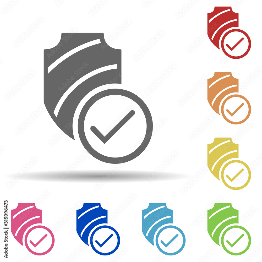 Poster antivirus protected, certified security in multi color style icon. simple glyph, flat vector of inte