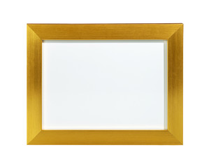 Picture golden frame on white