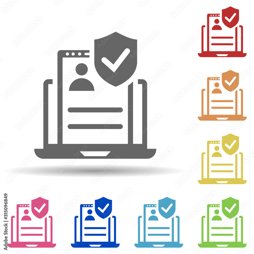 Poster online document protection, online privacy concept in multi color style icon. simple glyph, flat vec