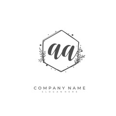 Handwritten initial letter A AA for identity and logo. Vector logo template with handwriting and signature style.