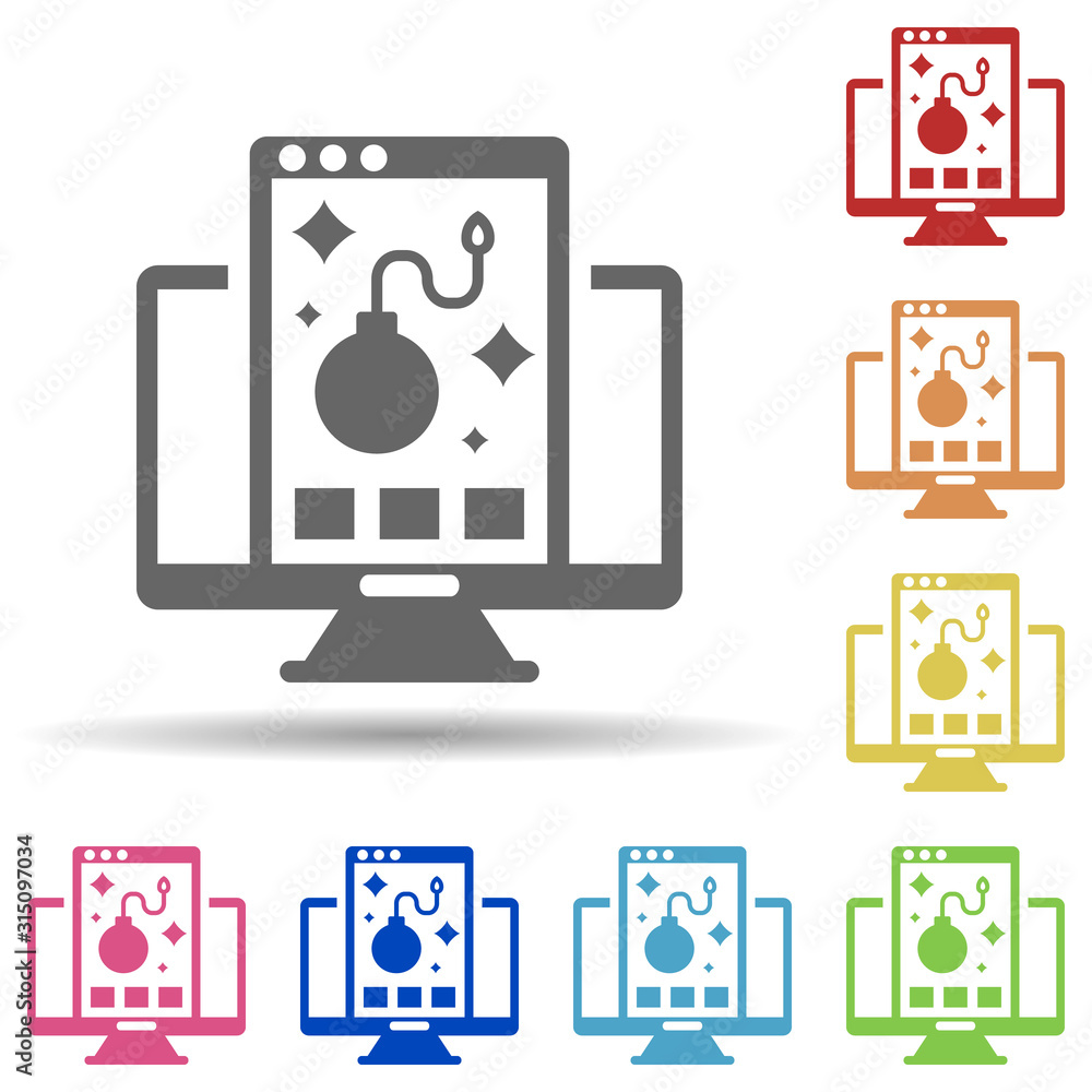 Poster bug inspection, internet safety in multi color style icon. simple glyph, flat vector of internet sec