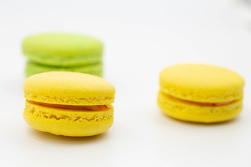 sweet colorful macaroons isolated on white background