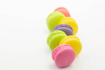 sweet colorful macaroons isolated on white background