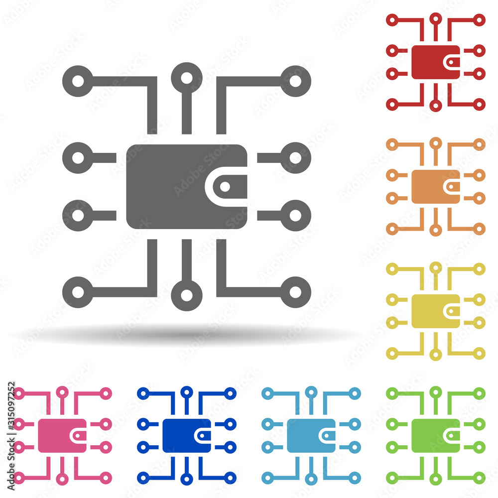 Poster cryptocurrency, digital wallet, e commerce in multi color style icon. simple glyph, flat vector of i