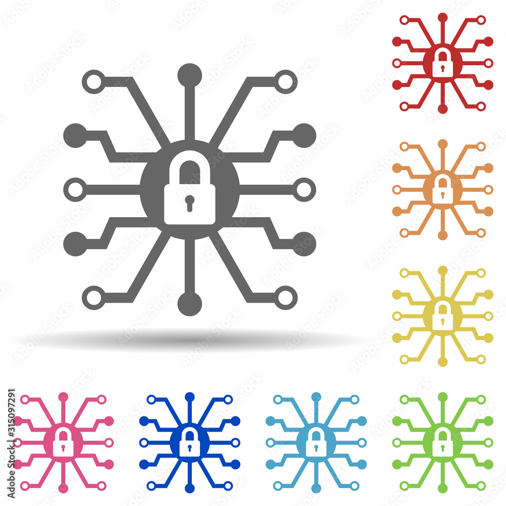 Poster digital, nternet security in multi color style icon. simple glyph, flat vector of internet security 