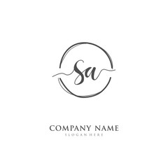 Obraz premium Handwritten initial letter S A SA for identity and logo. Vector logo template with handwriting and signature style.