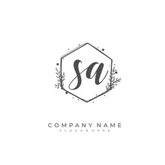 Handwritten initial letter S A SA for identity and logo. Vector logo template with handwriting and signature style.