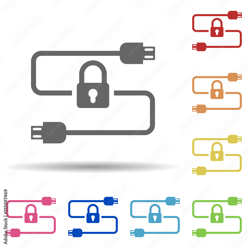 Poster cable in multi color style icon. simple glyph, flat vector of internet security icons for ui and ux,