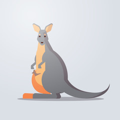 kangaroo icon cute cartoon wild animal symbol with shadow wildlife species fauna concept flat vector illustration