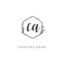 Handwritten initial letter C A for identity and logo. Vector logo template with handwriting and signature style.