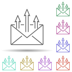 Address, letter, arrow in multi color style icon. Simple thin line, outline vector of marketing and advertising icons for ui and ux, website or mobile application