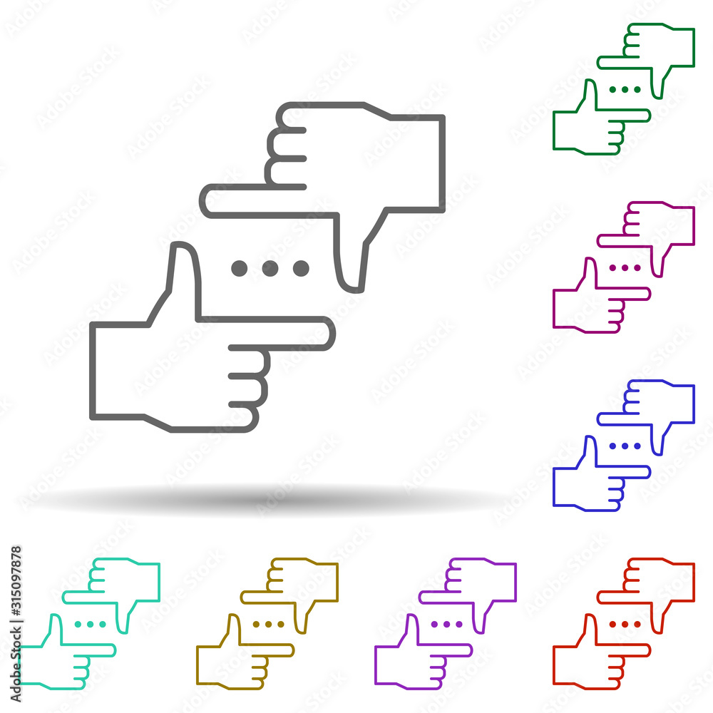 Poster frame, gesture, hands in multi color style icon. simple thin line, outline vector of marketing and a
