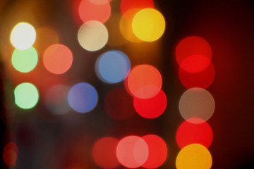 Abstract bokeh lights in Birthday party background, blurred background.