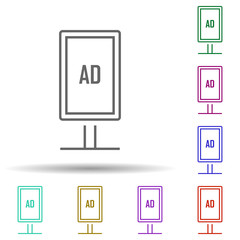 Billboard, advertising in multi color style icon. Simple thin line, outline vector of marketing and advertising icons for ui and ux, website or mobile application