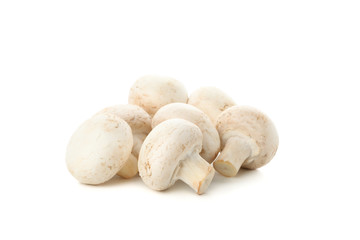 Group of champignon mushrooms isolated on white background