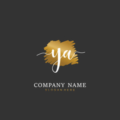 Handwritten initial letter Y A YA for identity and logo. Vector logo template with handwriting and signature style.