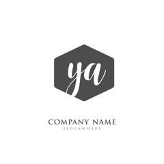 Handwritten initial letter Y A YA for identity and logo. Vector logo template with handwriting and signature style.