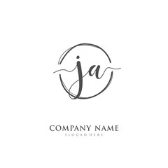 Handwritten initial letter J A JA for identity and logo. Vector logo template with handwriting and signature style.