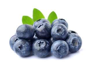 Blueberries on white backgrounds.