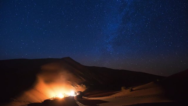Timelapse of Camping in Sahara desert