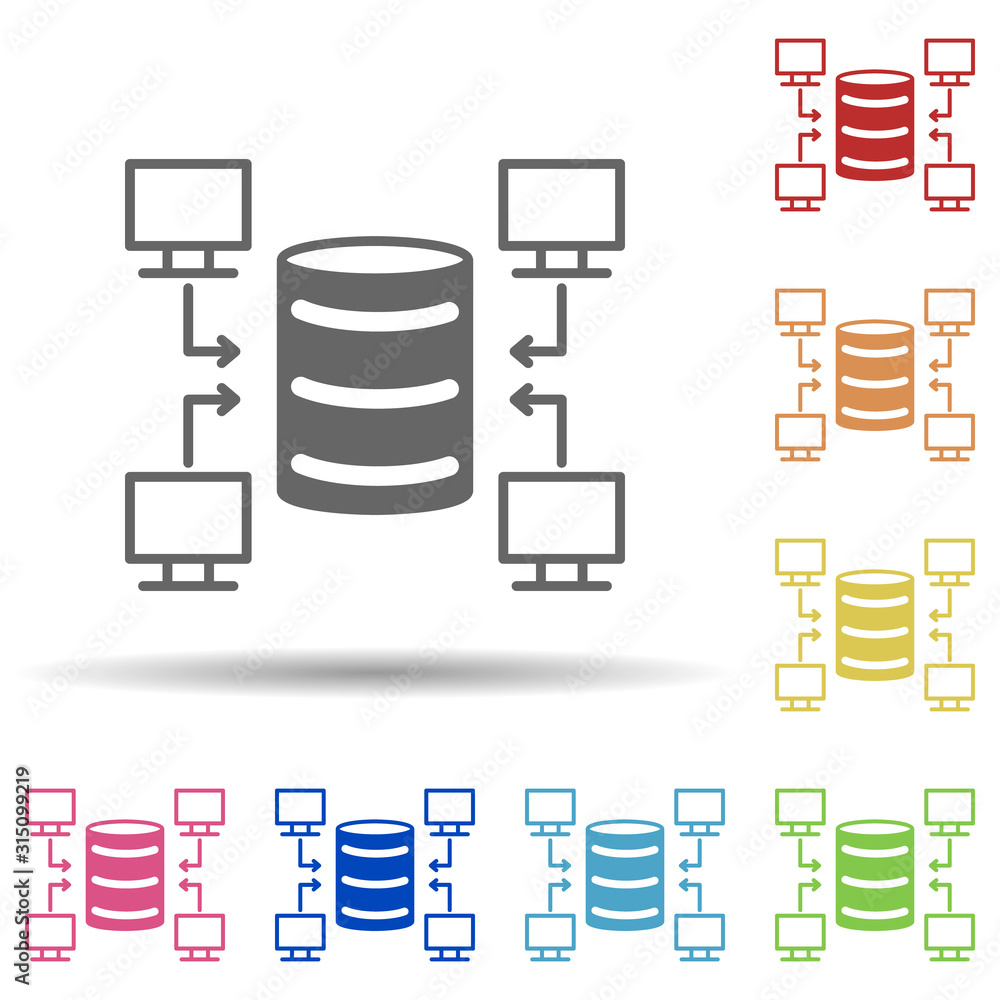 Aufkleber data technology in multi color style icon. simple thin line, outline vector of miscellaneous icons f