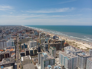 Fototapeta premium Aerial view of the central region of Capão do Canoa beach on the coast of Rio Grande do Sul