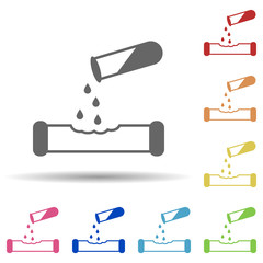 Corrosiveness, harmful drops in multi color style icon. Simple thin line, outline vector of miscellaneous icons for ui and ux, website or mobile application